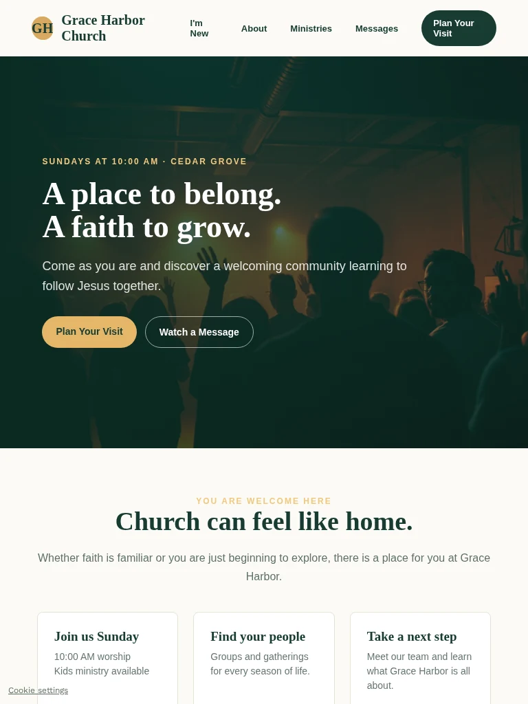 A church website built with Shepherd Station on a tablet